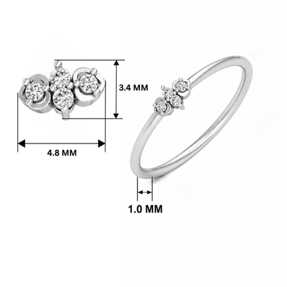 Triad Love Platinum Plated Lab Grown Diamond Ring