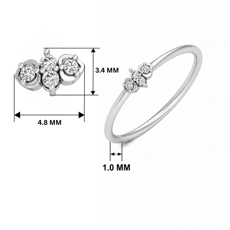 Triad Love Platinum Plated Lab Grown Diamond Ring