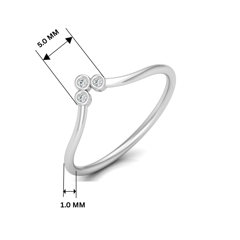 Delta Bezel Platinum Plated Lab Grown Diamond Ring