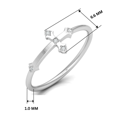 Cathedral Cross Platinum Plated Lab Grown Diamond Ring