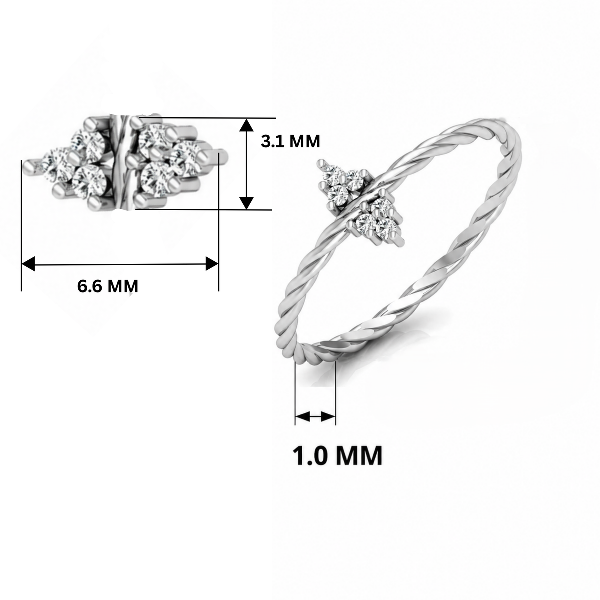 Anchor Point Platinum Plated Lab Grown Diamond Ring