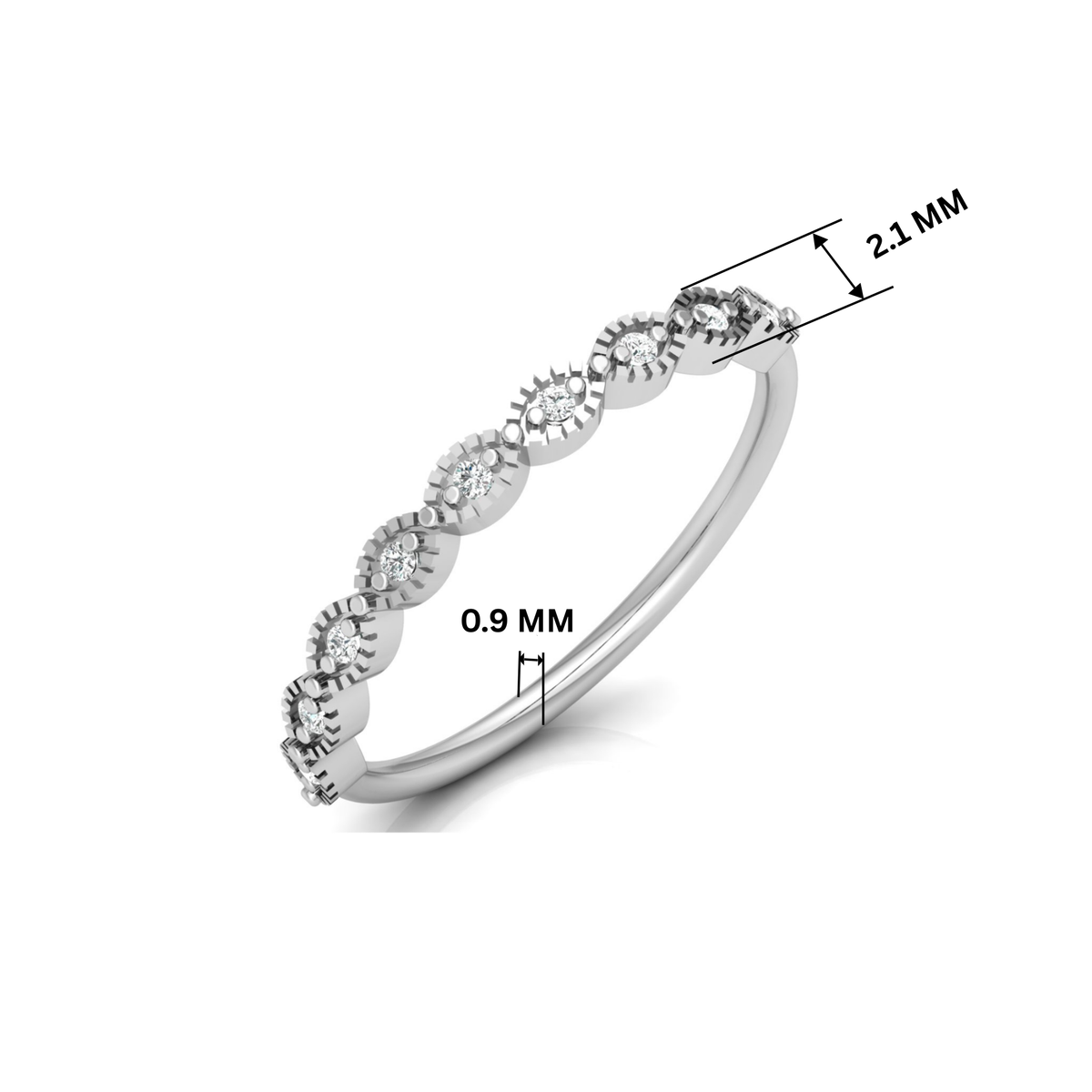 Thistle Link Platinum Plated Lab Grown Diamond Ring