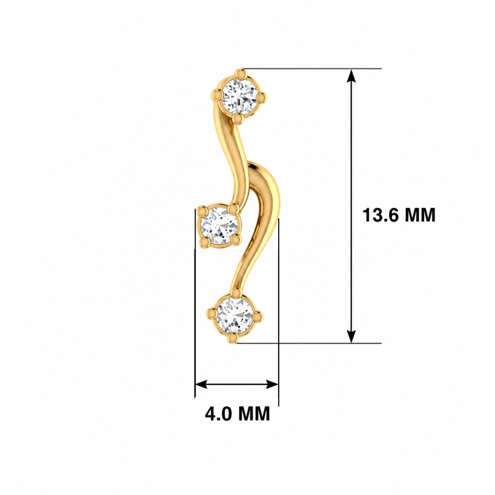 Kinetic Curve Gold Plated Lab Grown Diamond Pendant