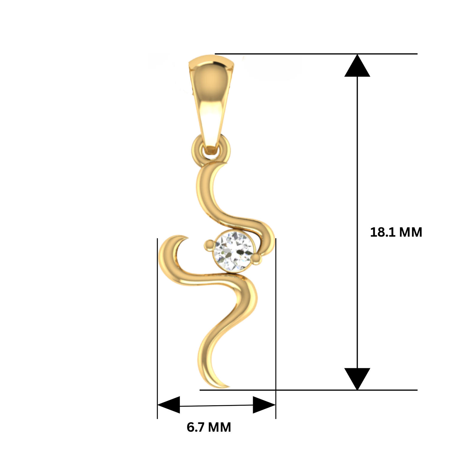 Curlicue Spark Gold Plated Lab Grown Diamond Pendant