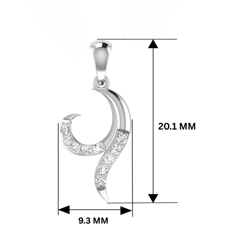Celestial Curl Platinum Plated Lab Grown Diamond Pendant