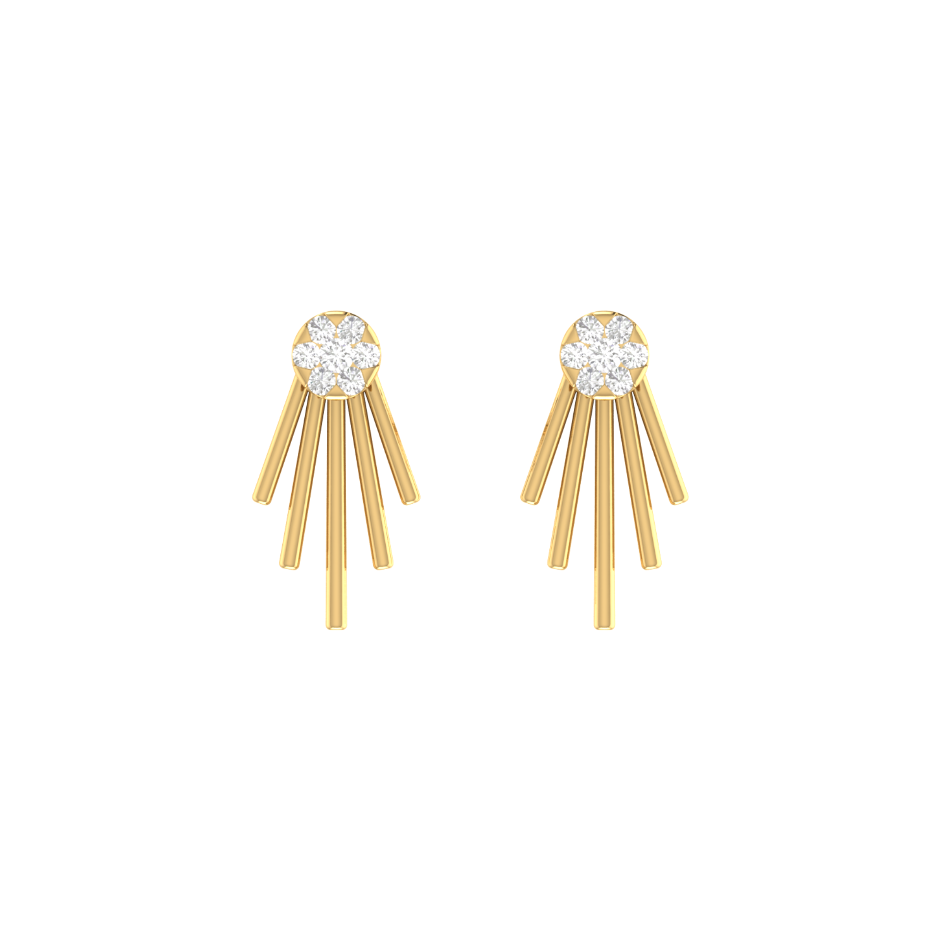 Astral Fringe Studs Gold Plated Lab Grown Diamond Earrings