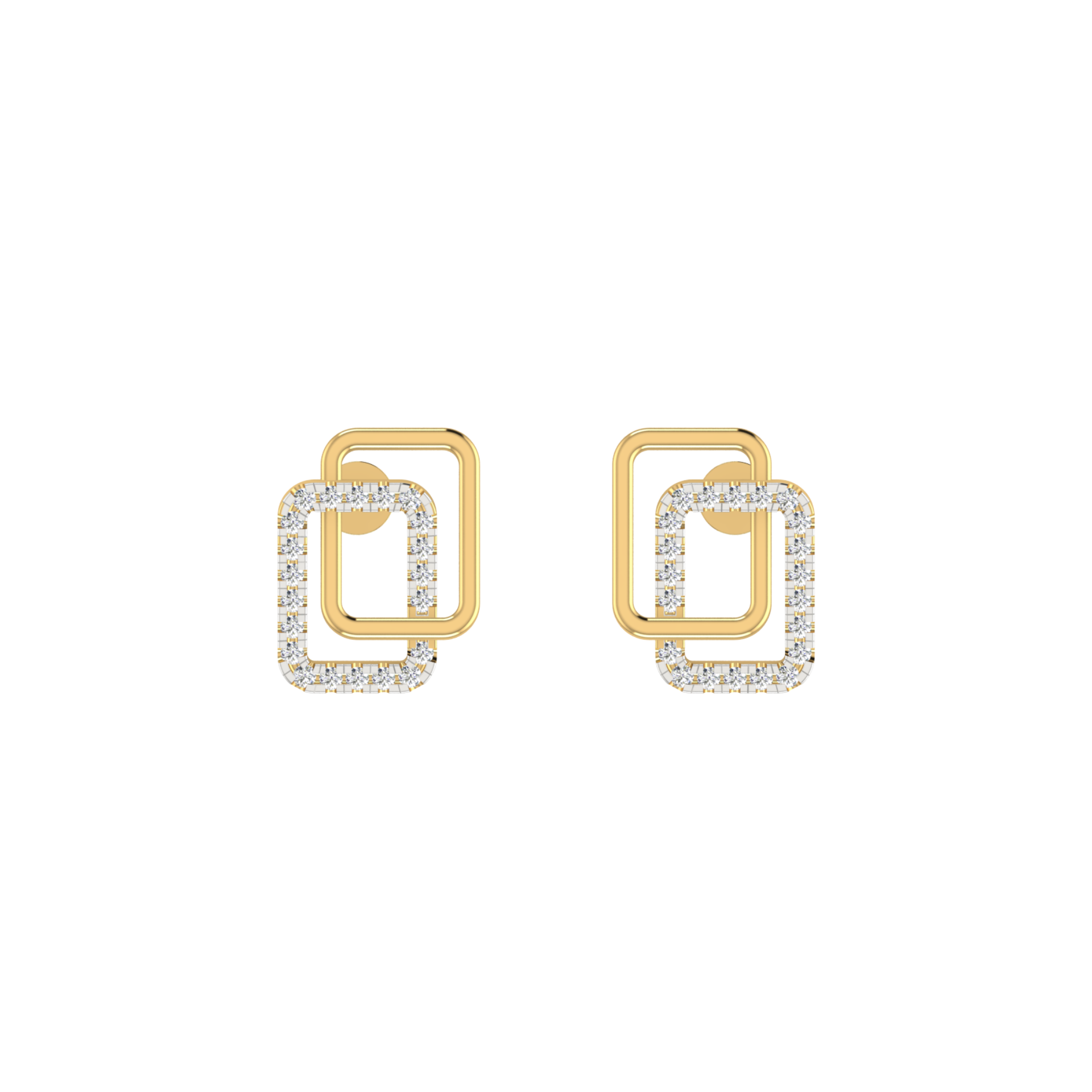 Bonded Aura Studs Gold Plated Lab Grown Diamond Earrings