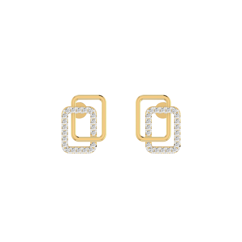 Bonded Aura Studs Gold Plated Lab Grown Diamond Earrings