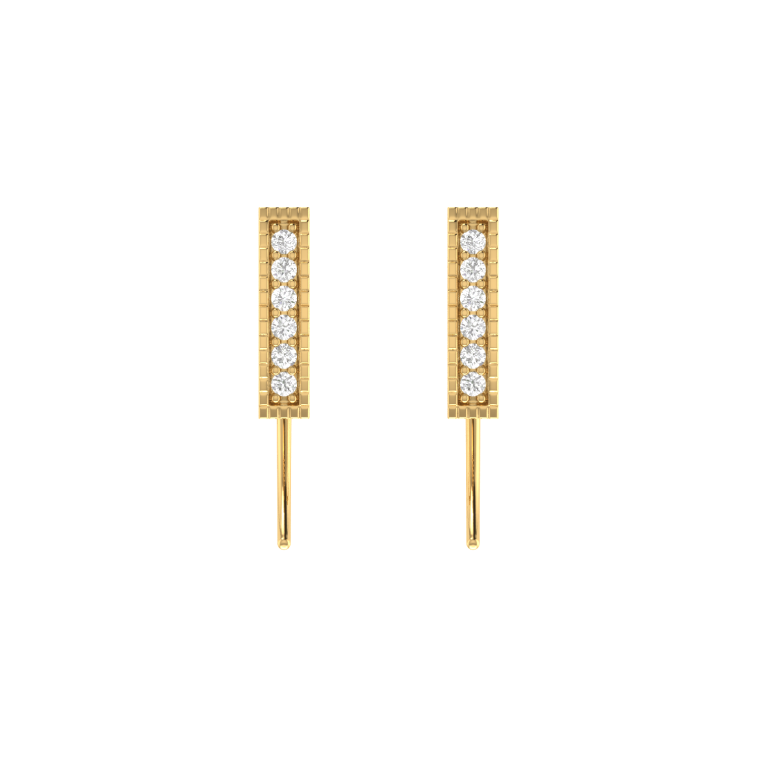 Artisan Frame Drops Gold Plated Lab Grown Diamond Earrings