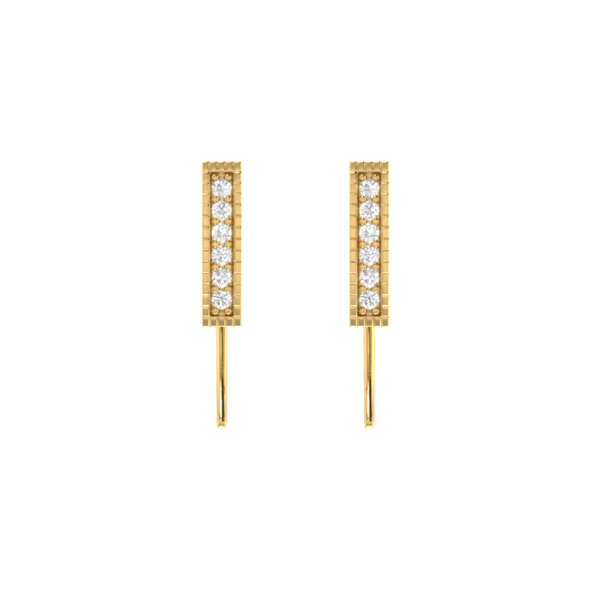 Artisan Frame Drops Gold Plated Lab Grown Diamond Earrings