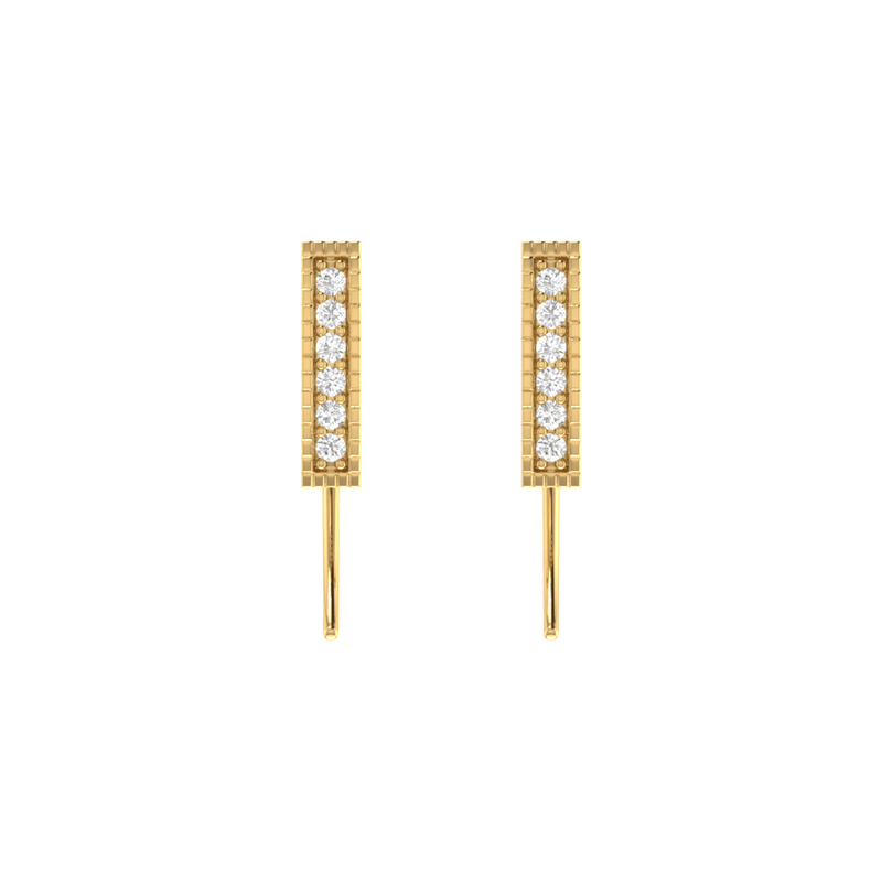 Artisan Frame Drops Gold Plated Lab Grown Diamond Earrings