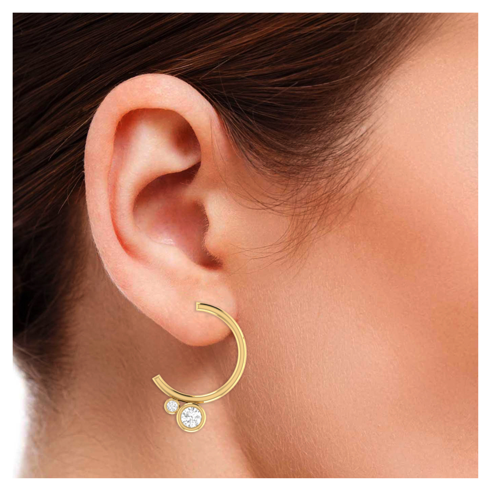 Lunar Orbiters Gold Plated Lab Grown Diamond Earrings