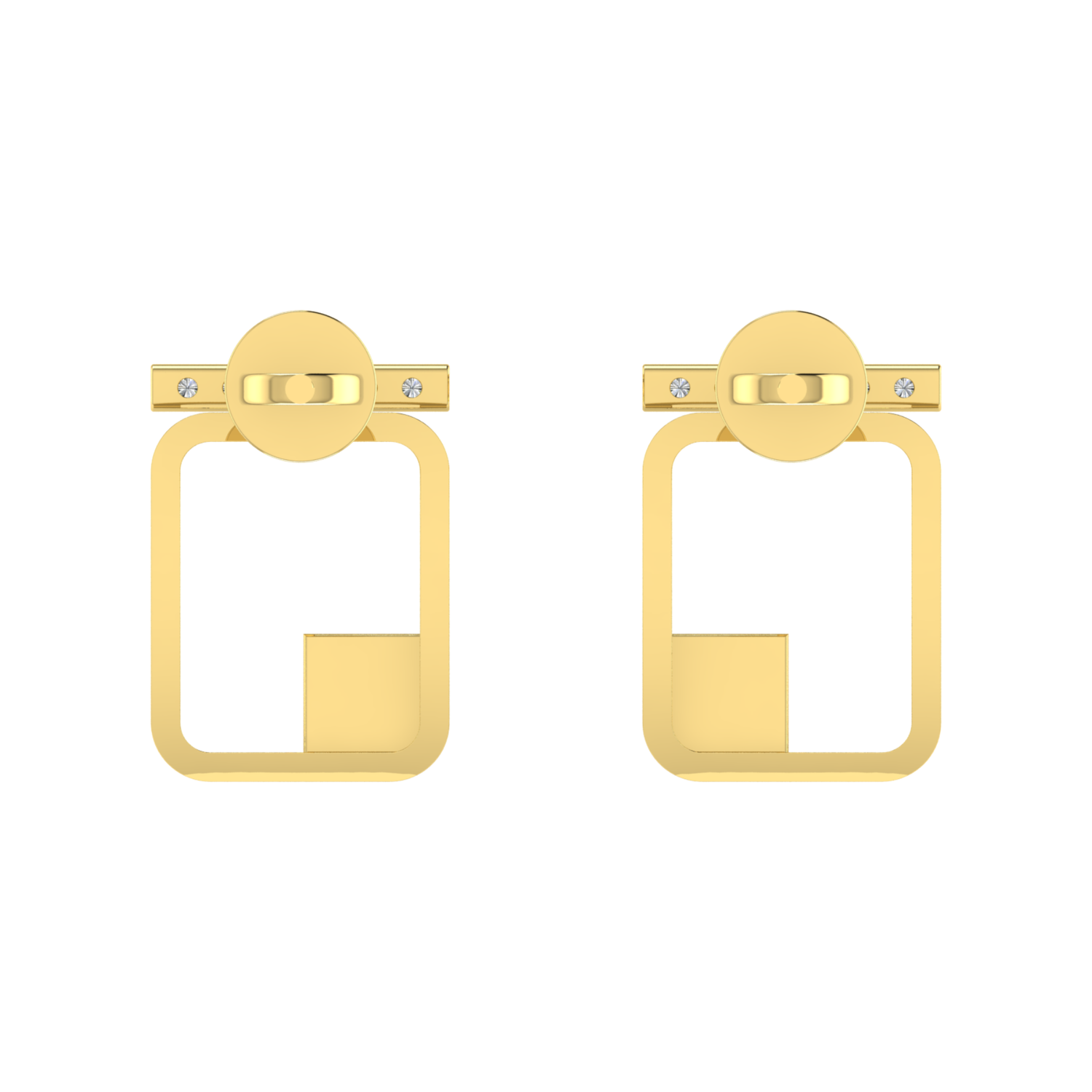 Aymmetrical Axis Studs Gold Plated Lab Grown Diamond Earrings