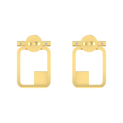 Aymmetrical Axis Studs Gold Plated Lab Grown Diamond Earrings