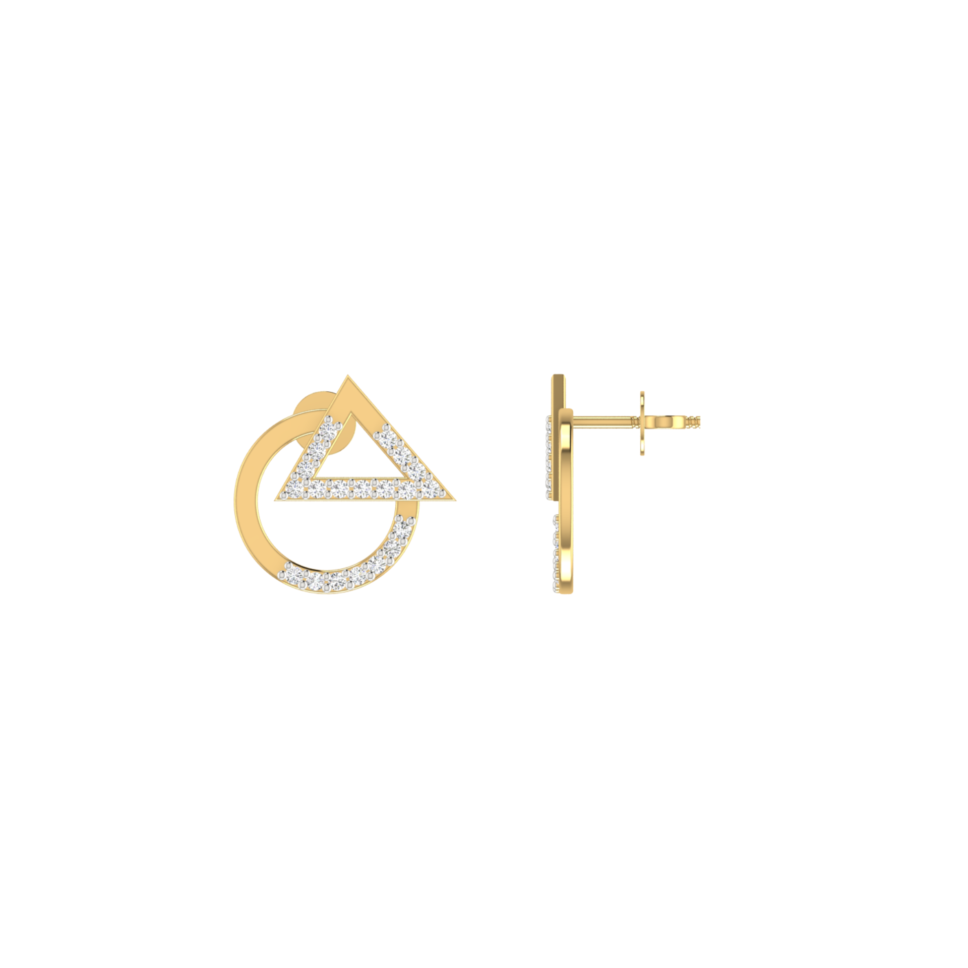Trigon-Orbit Gold Plated Lab Grown Diamond Earrings