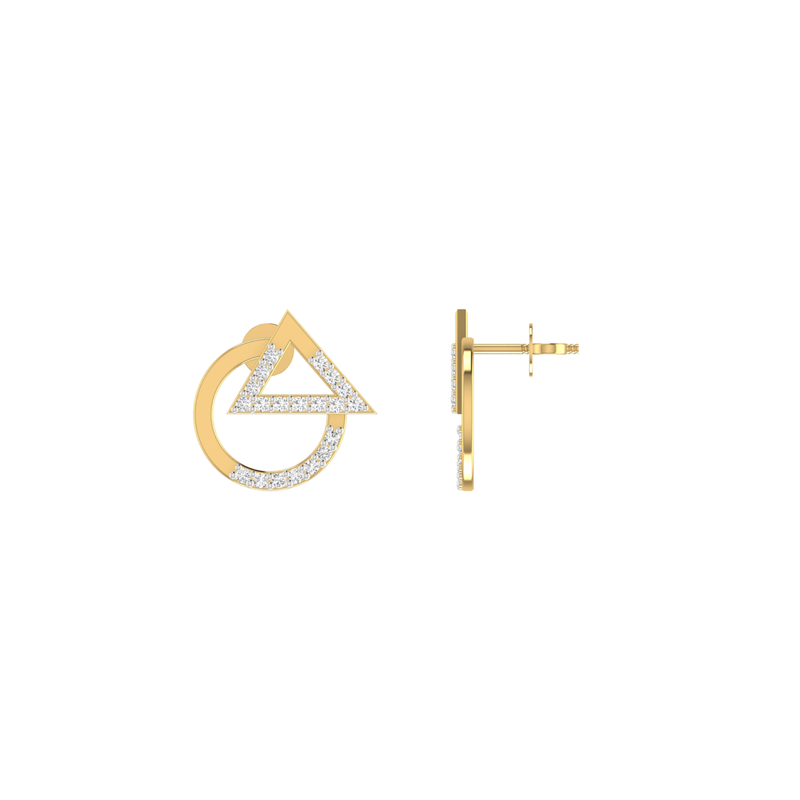 Trigon-Orbit Gold Plated Lab Grown Diamond Earrings