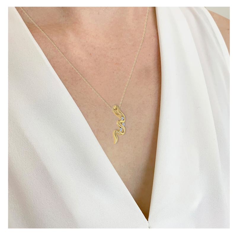 Zig-Zag Drop Gold Plated Lab Grown Diamond Pendant