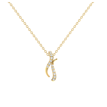 Lunar Crescent Swirl Gold Plated Lab Grown Diamond Pendant