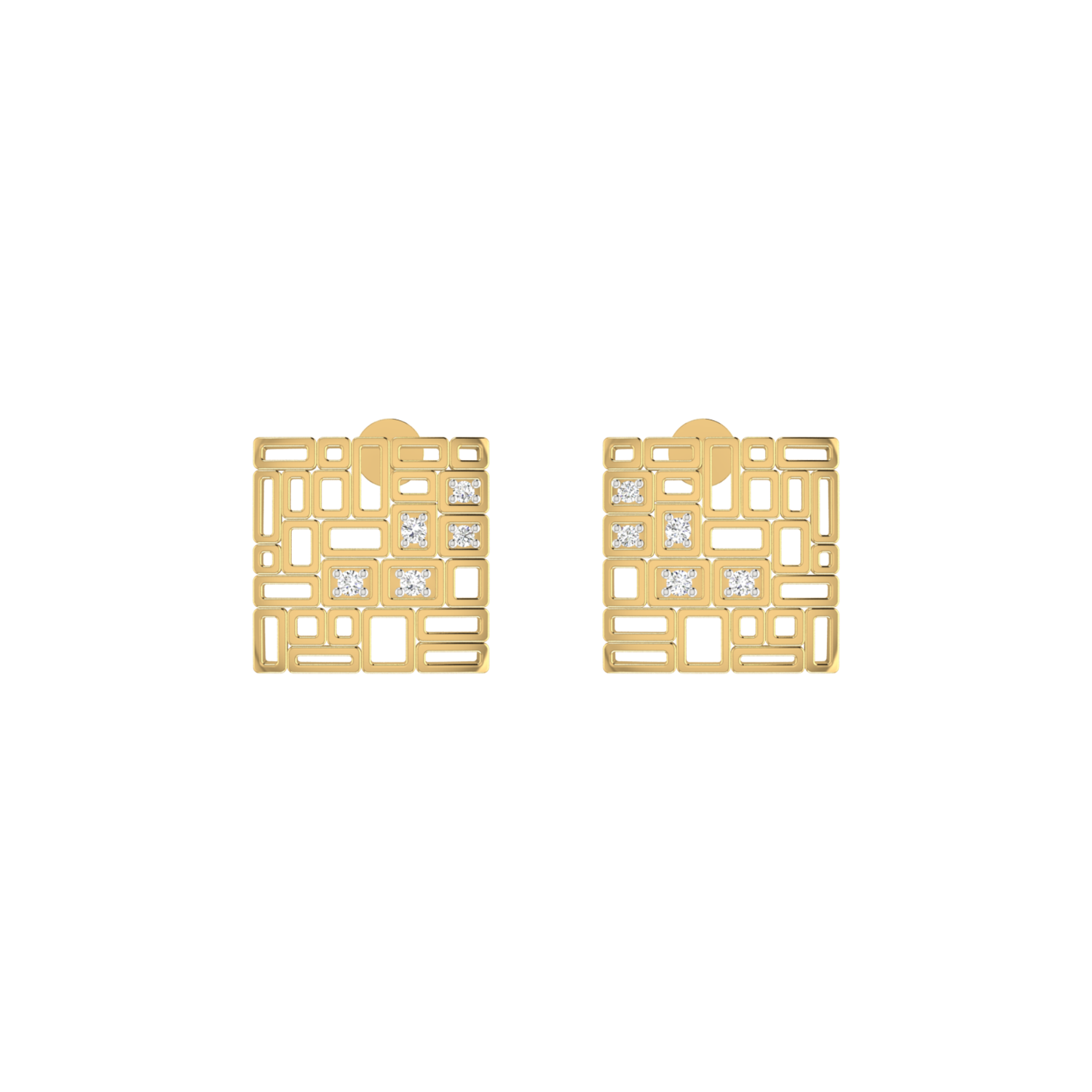 Tesserae Studs Gold Plated Lab Grown Diamond Earrings