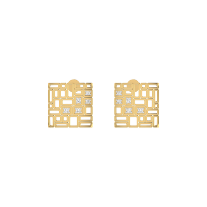 Tesserae Studs Gold Plated Lab Grown Diamond Earrings