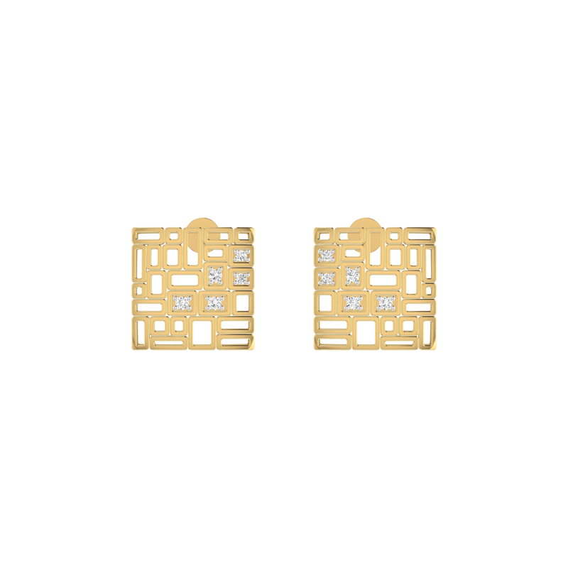 Tesserae Studs Gold Plated Lab Grown Diamond Earrings