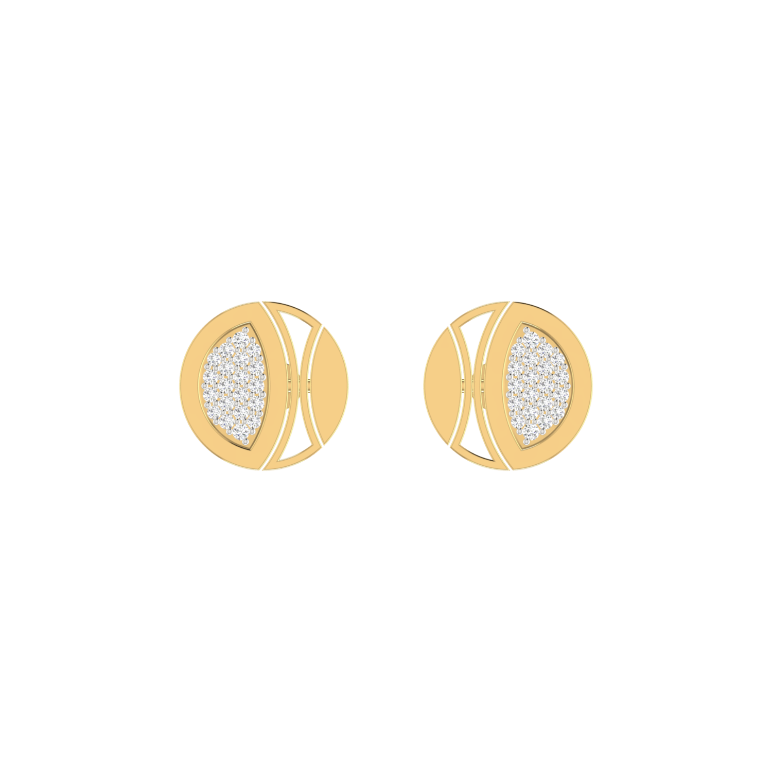 Mosaic Disc Studs Gold Plated Lab Grown Diamond Earrings