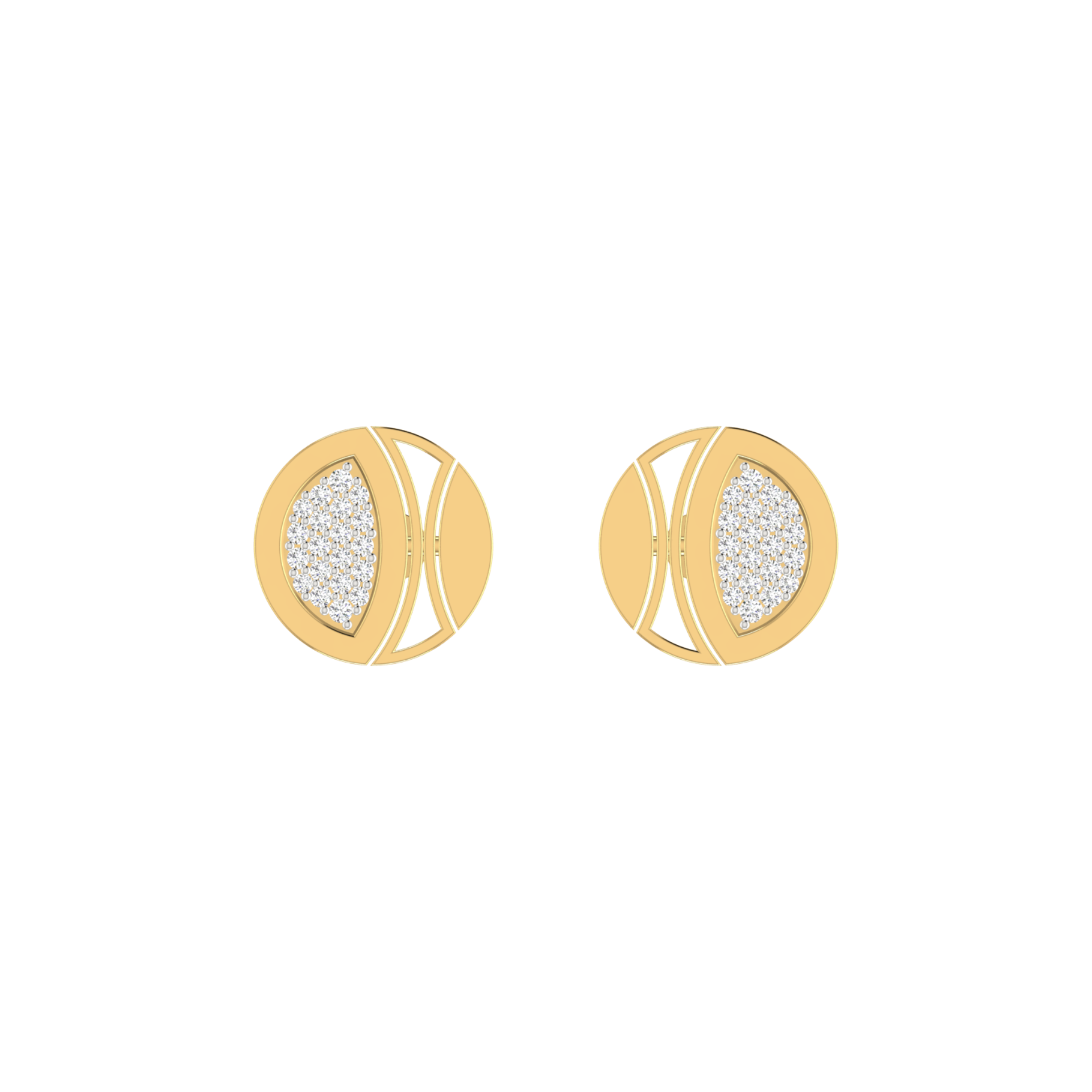 Mosaic Disc Studs Gold Plated Lab Grown Diamond Earrings