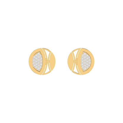 Mosaic Disc Studs Gold Plated Lab Grown Diamond Earrings