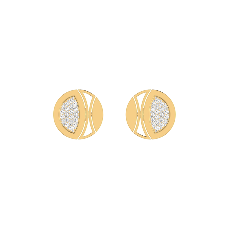 Mosaic Disc Studs Gold Plated Lab Grown Diamond Earrings