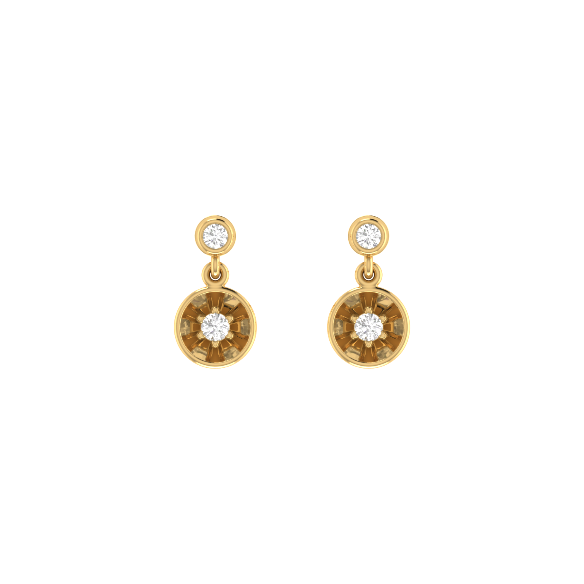 Fluted Beacon Gold Plated Lab Grown Diamond Earrings