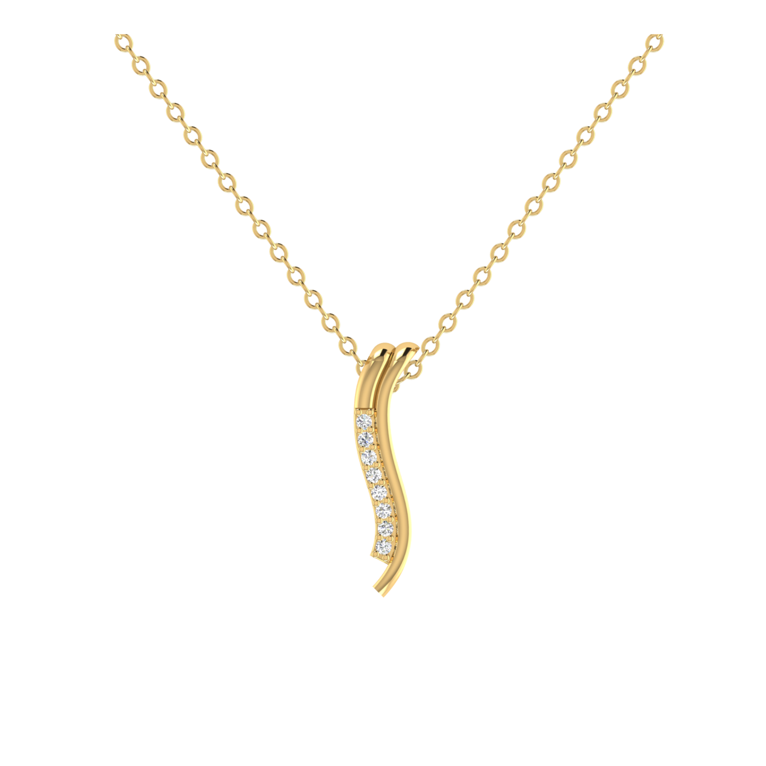 Shimmer Wave Gold Plated Lab Grown Diamond Pendant