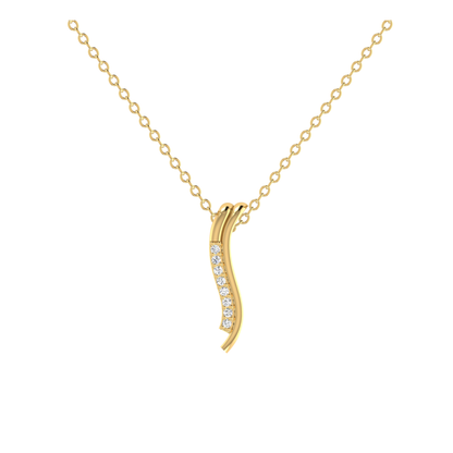 Shimmer Wave Gold Plated Lab Grown Diamond Pendant