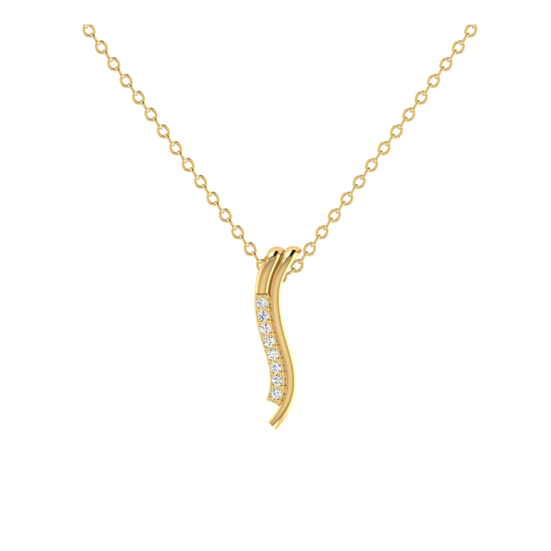 Shimmer Wave Gold Plated Lab Grown Diamond Pendant