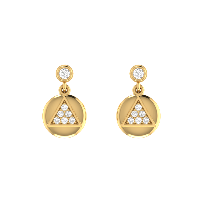 Trinity Medallion Gold Plated Lab Grown Diamond Earrings