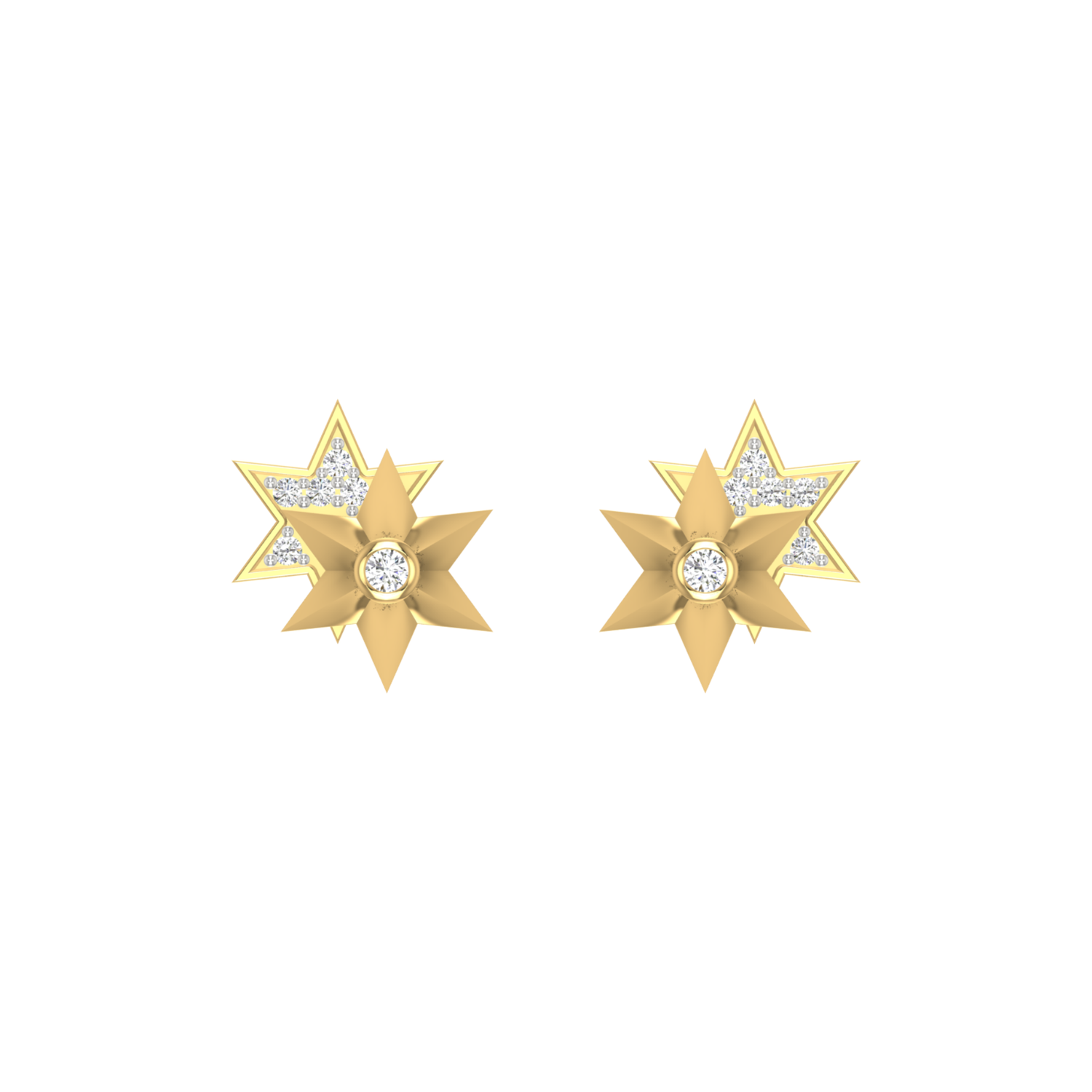 Dual Orbit Stars Gold Plated Lab Grown Diamond Earrings