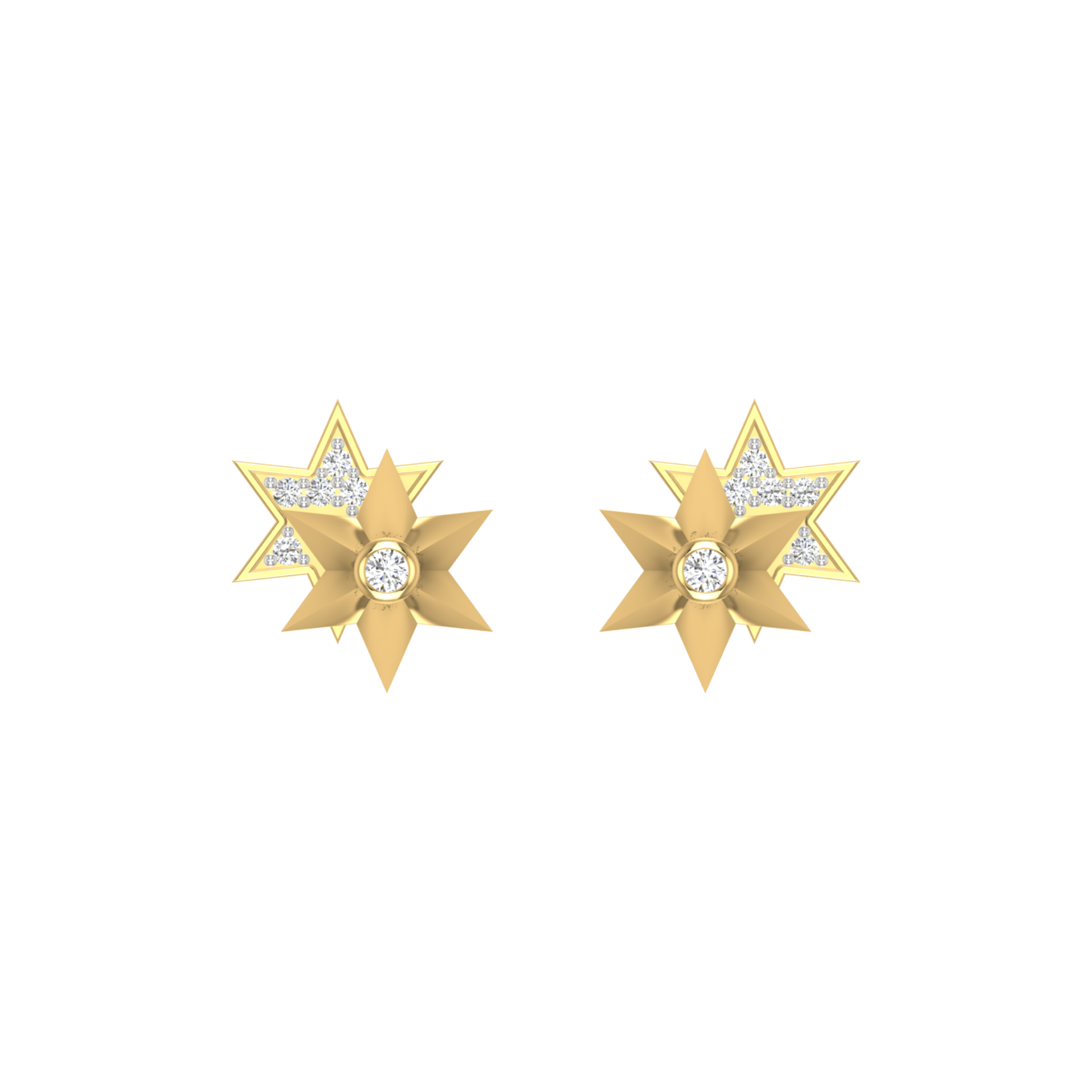 Dual Orbit Stars Gold Plated Lab Grown Diamond Earrings