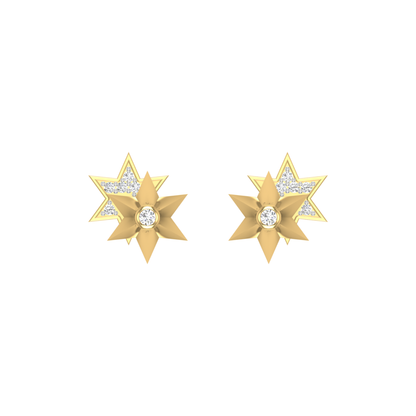 Dual Orbit Stars Gold Plated Lab Grown Diamond Earrings
