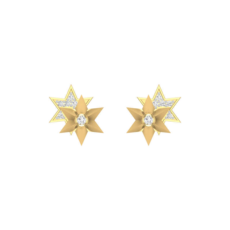 Dual Orbit Stars Gold Plated Lab Grown Diamond Earrings