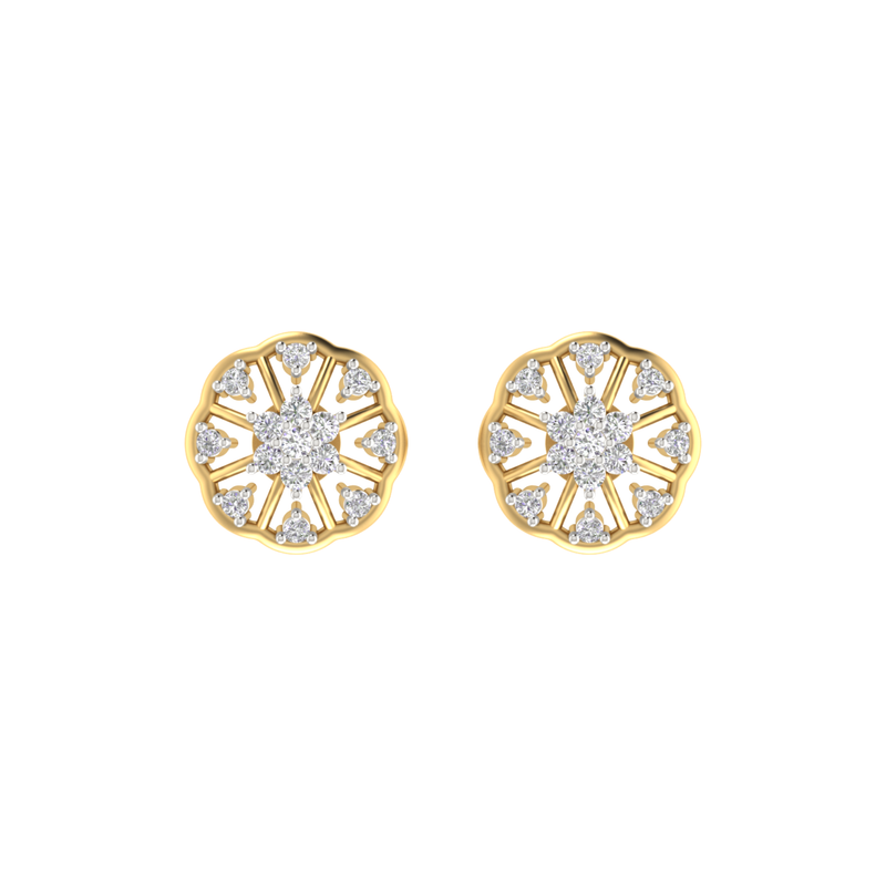 Filigree Flare Gold Plated Lab Grown Diamond Earrings