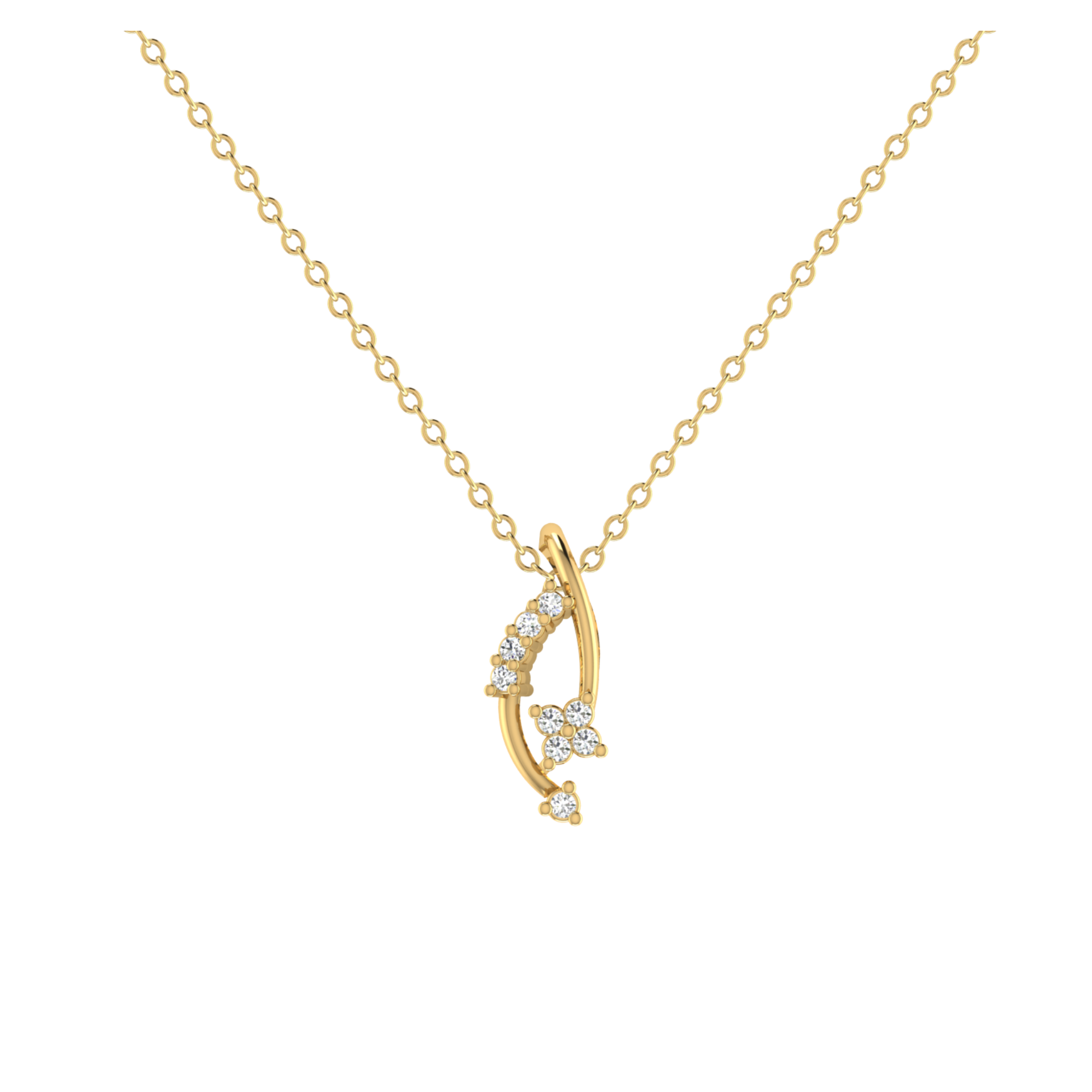 Serpentine Flora Gold Plated Lab Grown Diamond Pendant