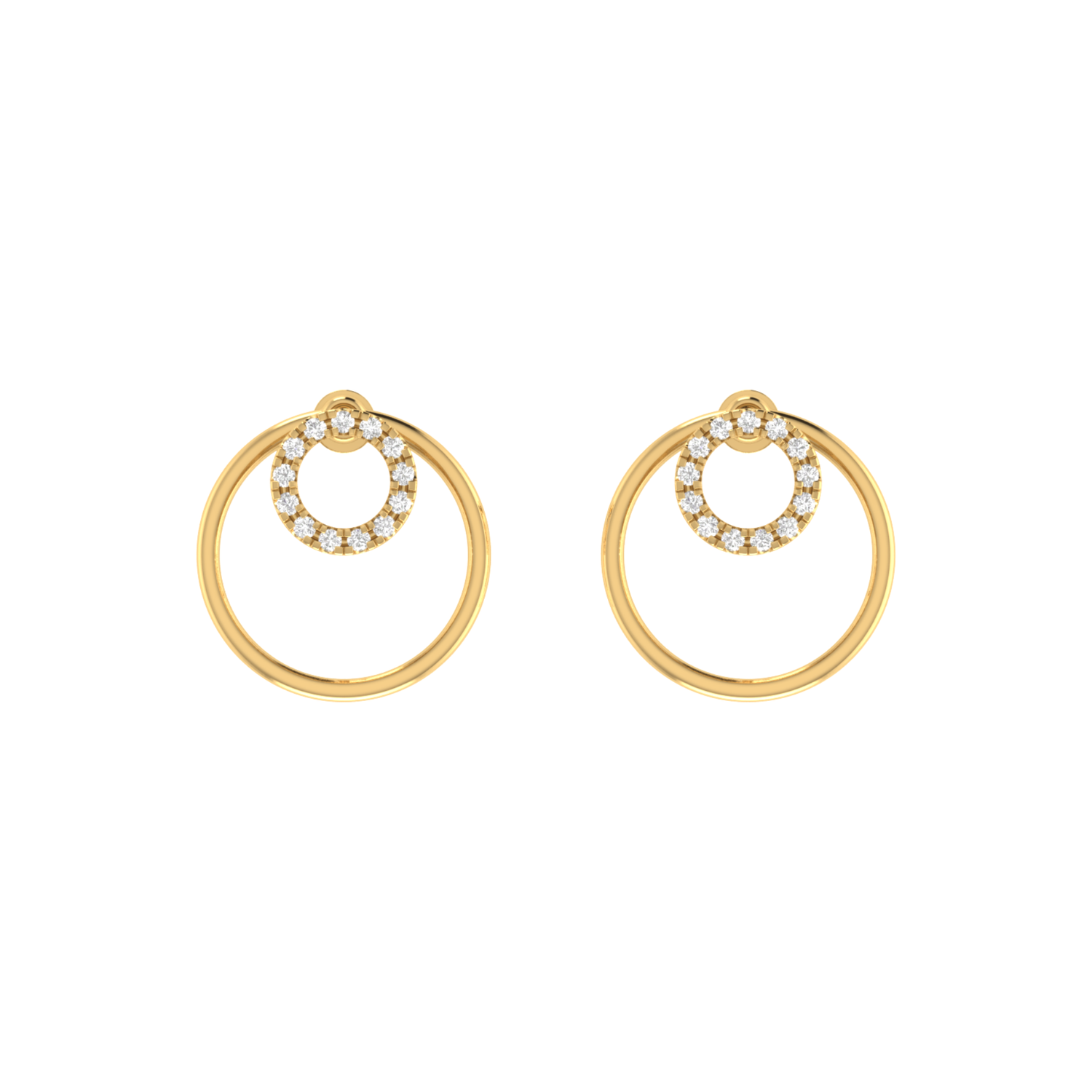Concentric Halo Gold Plated Lab Grown Diamond Earrings