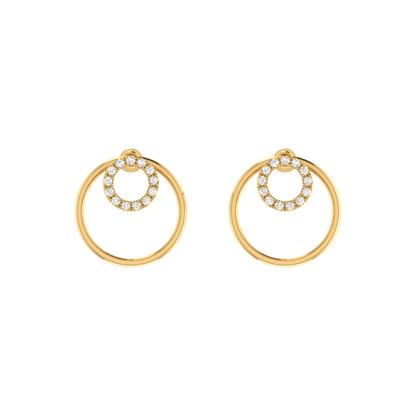 Concentric Halo Gold Plated Lab Grown Diamond Earrings