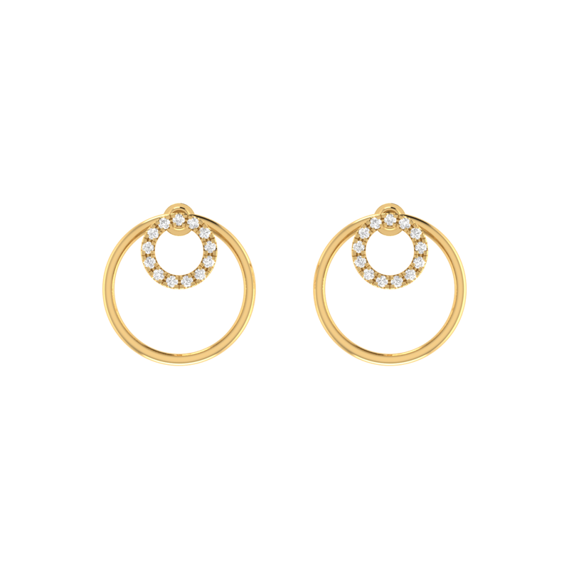 Concentric Halo Gold Plated Lab Grown Diamond Earrings