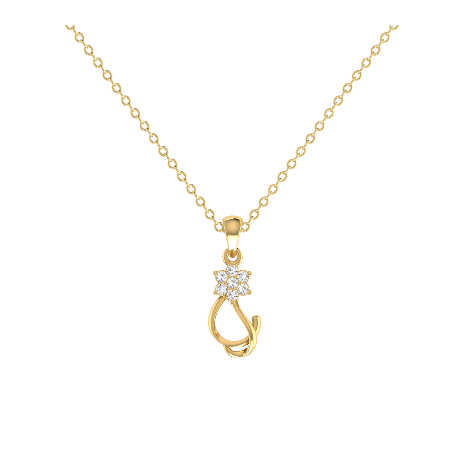 Spiral Flare Gold Plated Lab Grown Diamond Pendant