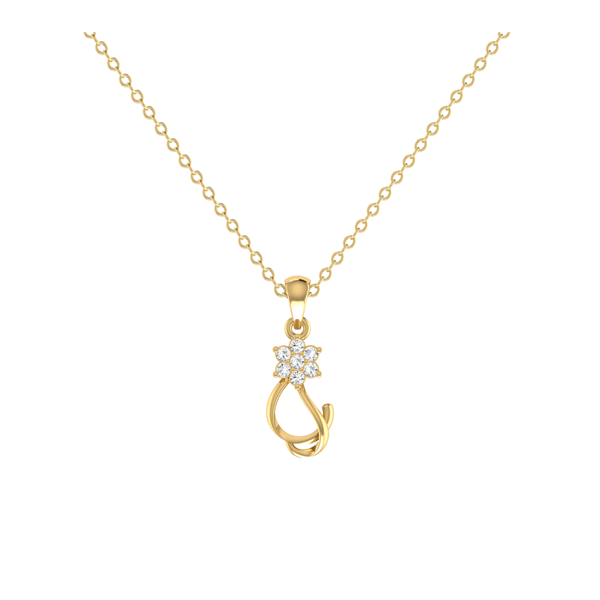 Spiral Flare Gold Plated Lab Grown Diamond Pendant