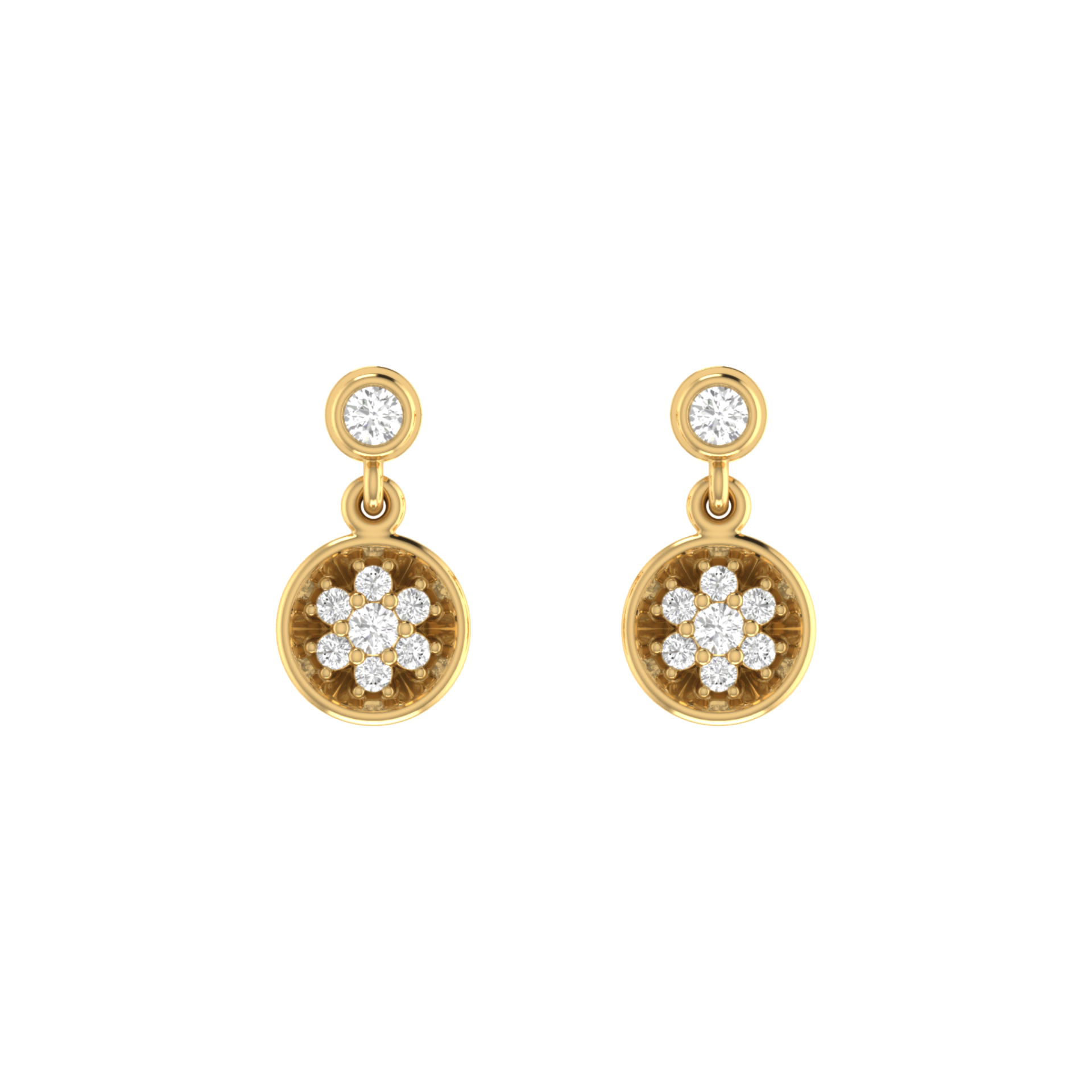 Radiant Rosette Drops Gold Plated Lab Grown Diamond Earrings