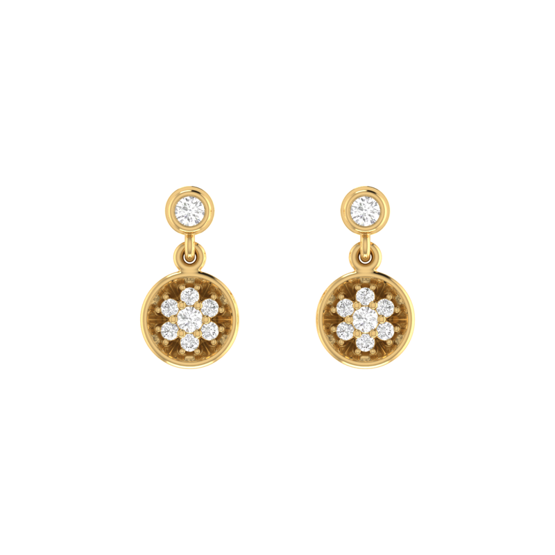 Radiant Rosette Drops Gold Plated Lab Grown Diamond Earrings