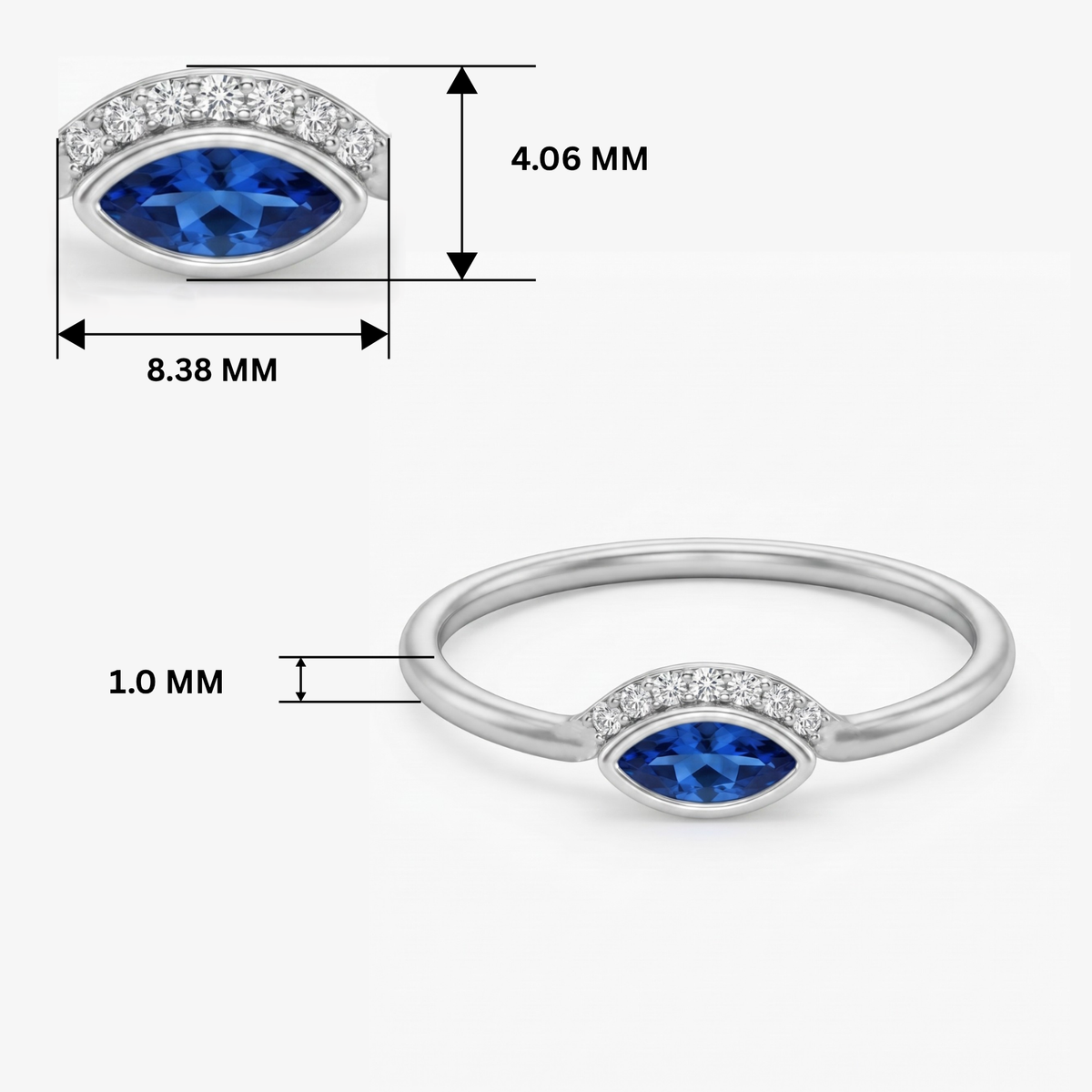Iris Contour Platinum Plated Lab Grown Diamond Ring