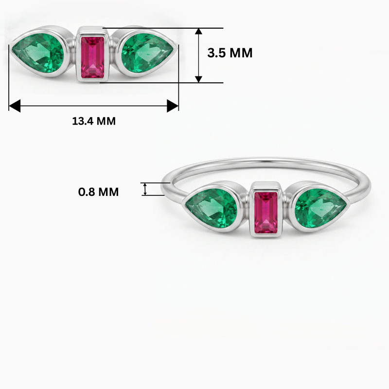 Monolith Trio Platinum Plated Lab Grown Diamond Ring