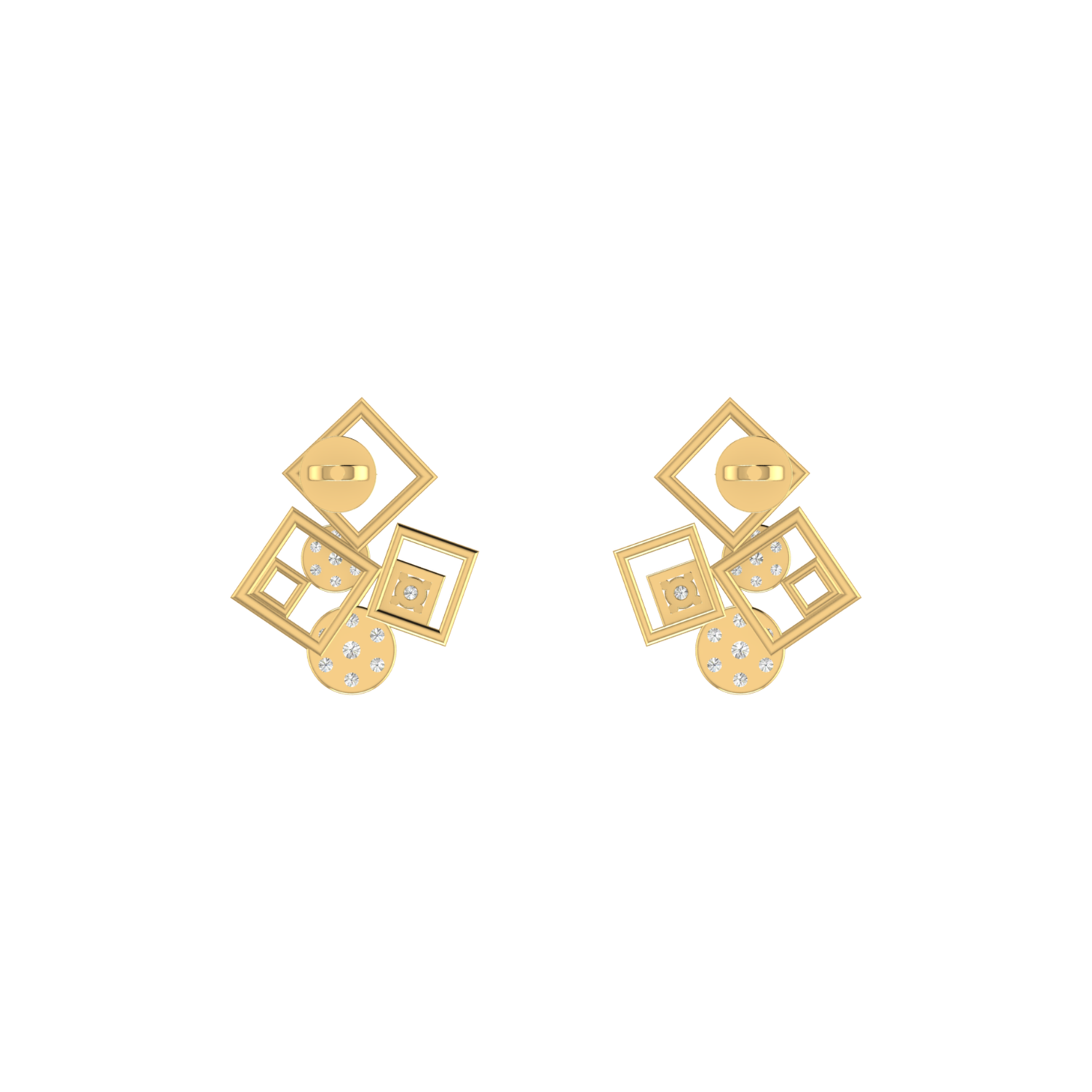 Luxe Asymmetric Gold Plated Lab Grown Diamond Earrings